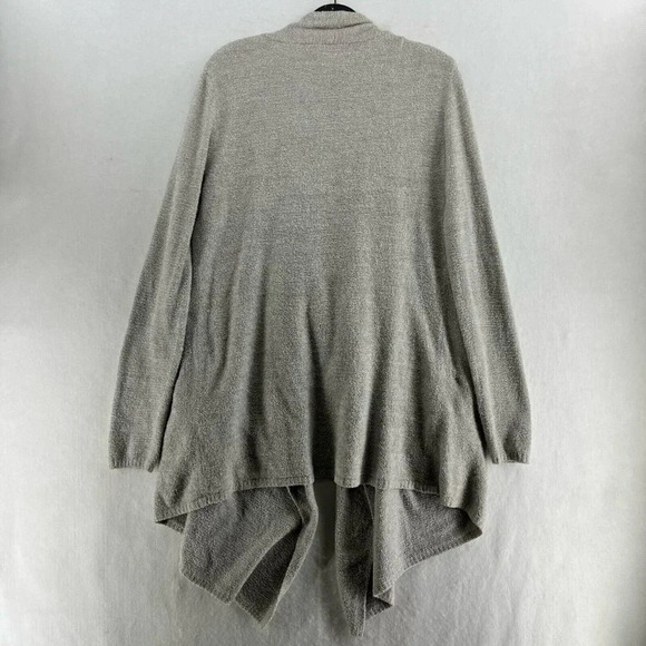 Barefoot Dreams Long Cardigan Women's Sz M Gray Open Front Pockets Cozychic Lite - Picture 2 of 12